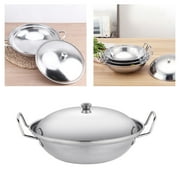 Stainless Steel Wok Pan with Lid - Professional Stir Fry Pan for Induction Cooktops - Heavy Duty Chef's Wok with Riveted Handle - Dishwasher \u0026 Oven Safe for Easy Cleaning \u0026 Versatile Cooking
